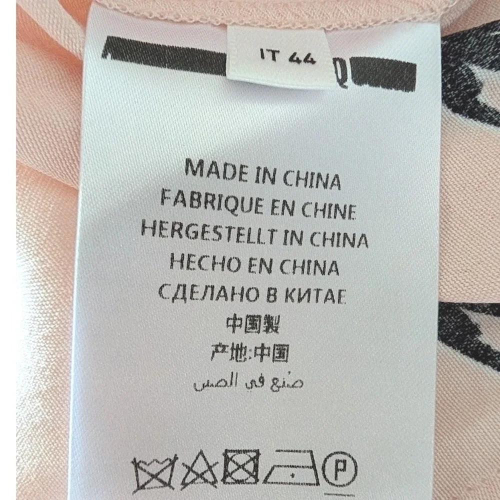 McQ Alexander McQueen Pink Swallow Bird Print Cold Shoulder Ruffle Top Size 44 - Picture 9 of 11